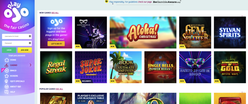 ojo casino games reviews